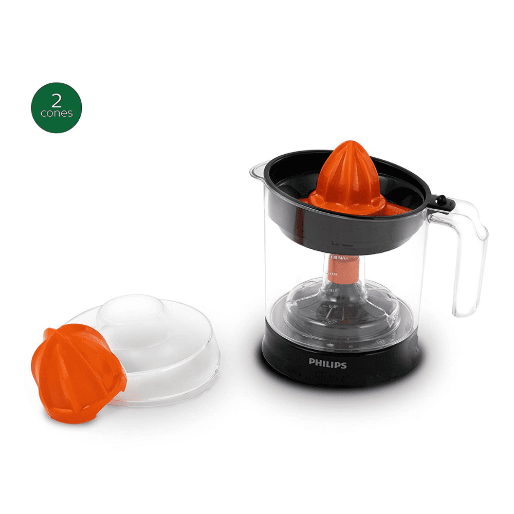 Philips 1 Litres 2 way rotation Citrus Press Juicer with Large size jar (HR2799/00, Black Transparent)