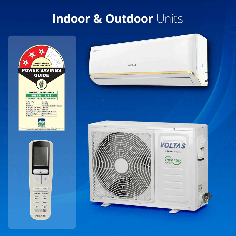 Voltas 1.5 Ton 3 Star Inverter Split Air Conditioner (183V Vectra Zen Gold 890 MM)