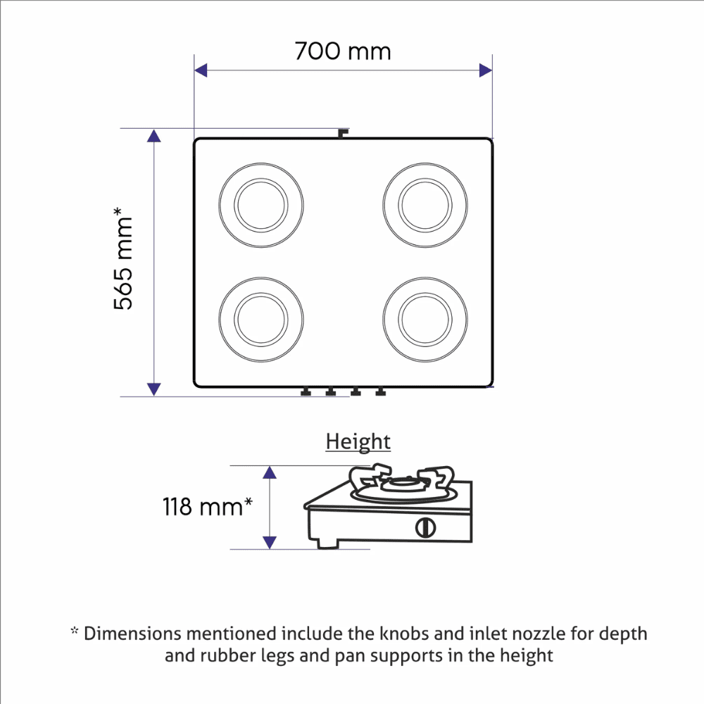 Glen Cooktop,1048 GT FORGED BB MIRROR, 3 Burner 60 cm Auto Manual Glass Top Brass Burner, 1 Medium + 1 small + High Flame Double Drip Tray Gas Stove (Black)