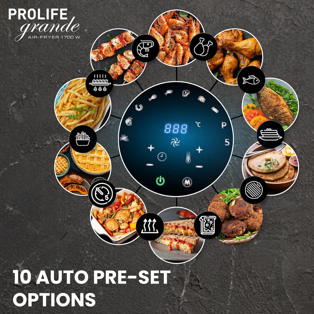 Havells Grande, 1700 Watts 6.5 Litres Digital Touch Air Fryer with Aero Crisp Technology (Black)