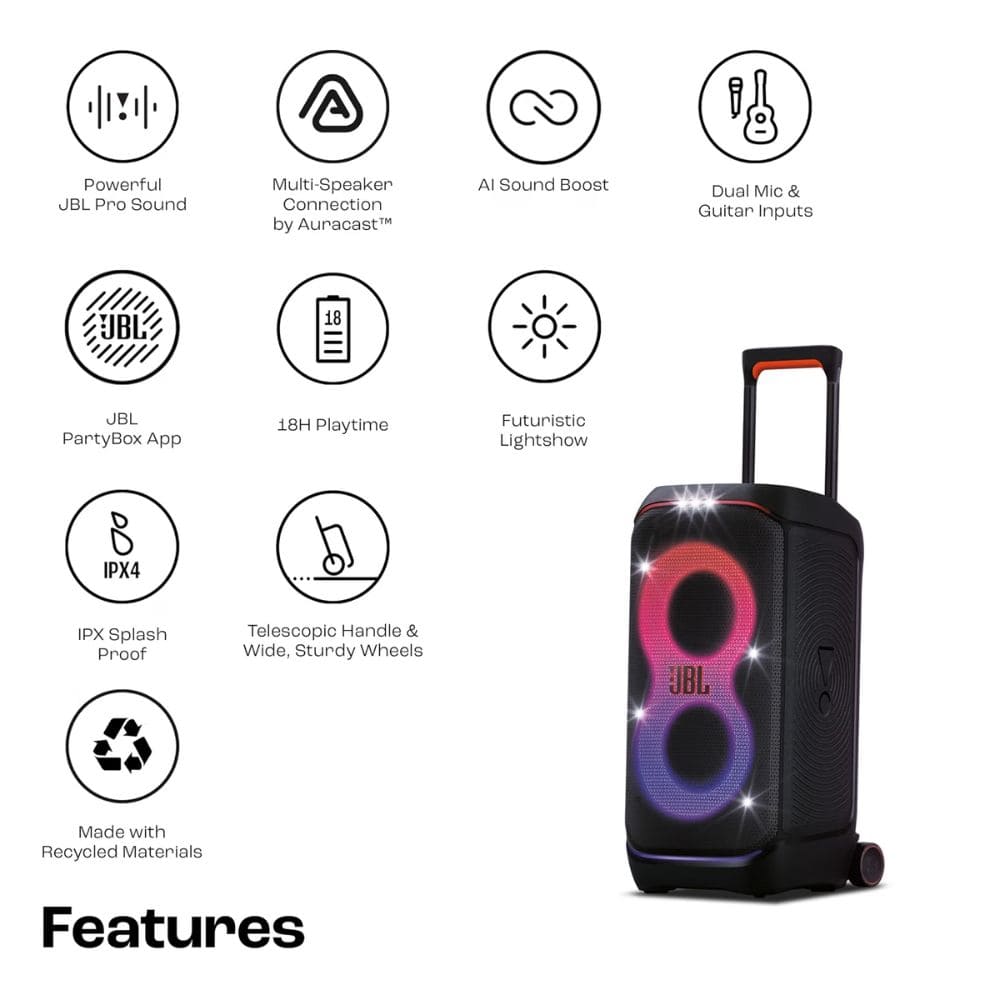 JBL Bar 320 Watts Partybox Portable Bluetooth 240w speaker with Dual Guitar & Mic Inputs Soundbar (JBLPBSTAGE320SWIN)