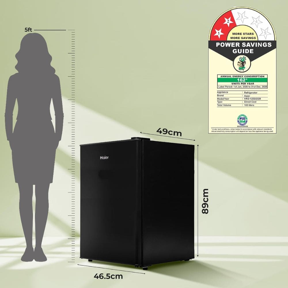 Haier 185 Ltrs, 1 Star Direct Cool Single Door Refrigerator (HRD 2061SCPA N,Coral Charm Glass)
