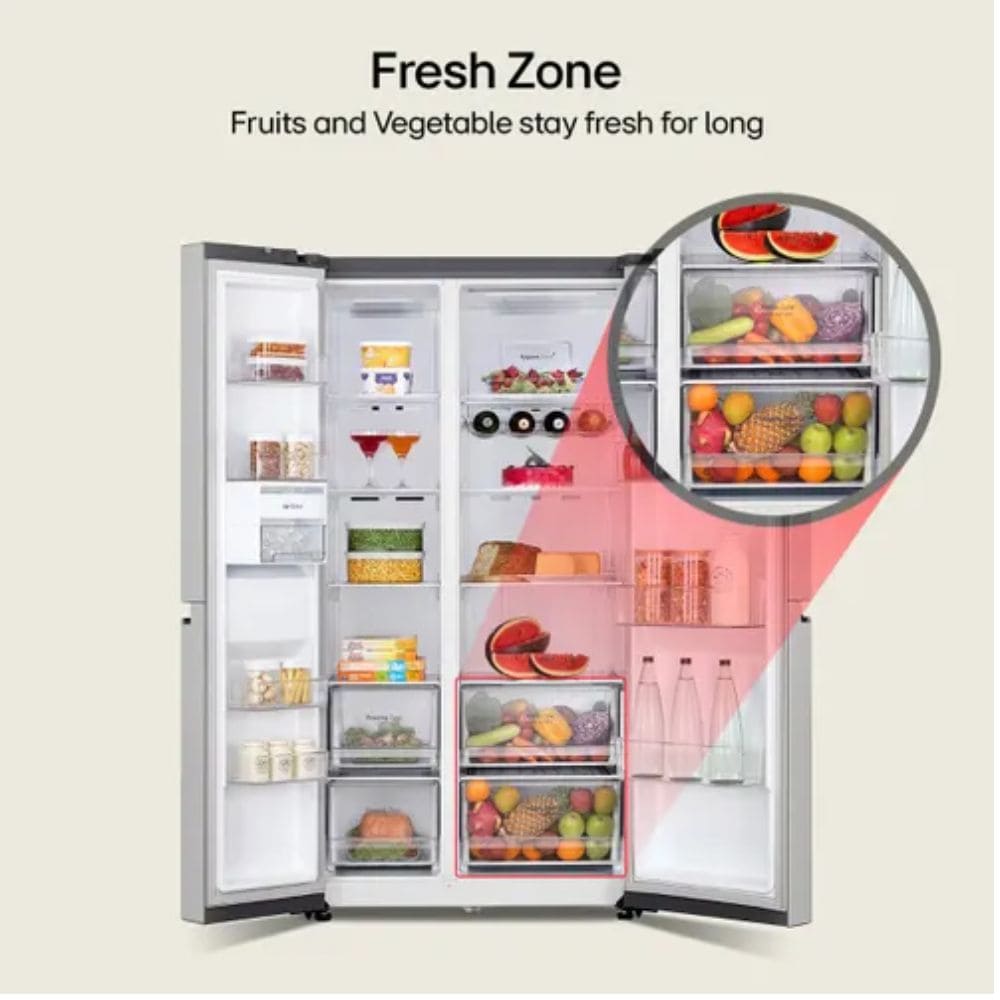 LG 650 Litres 3 Star Inverter Frost Free Side by Side Refrigerator (GL-B257EUS3, Urban Steel)