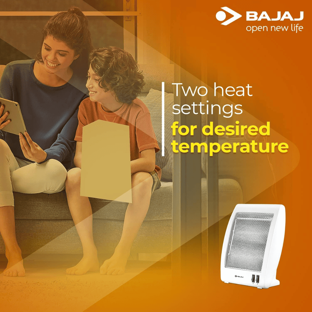 Bajaj RHX-2, 800 Watts Halogen Portable Room Heater, White