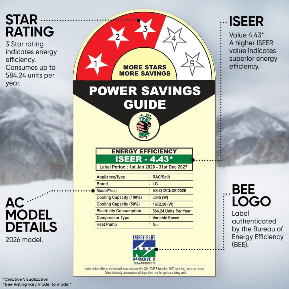 LG 1.0 Ton 3 star Inverter Split Air Conditioner (AS Q12CNXE.AMLG) 2026 model