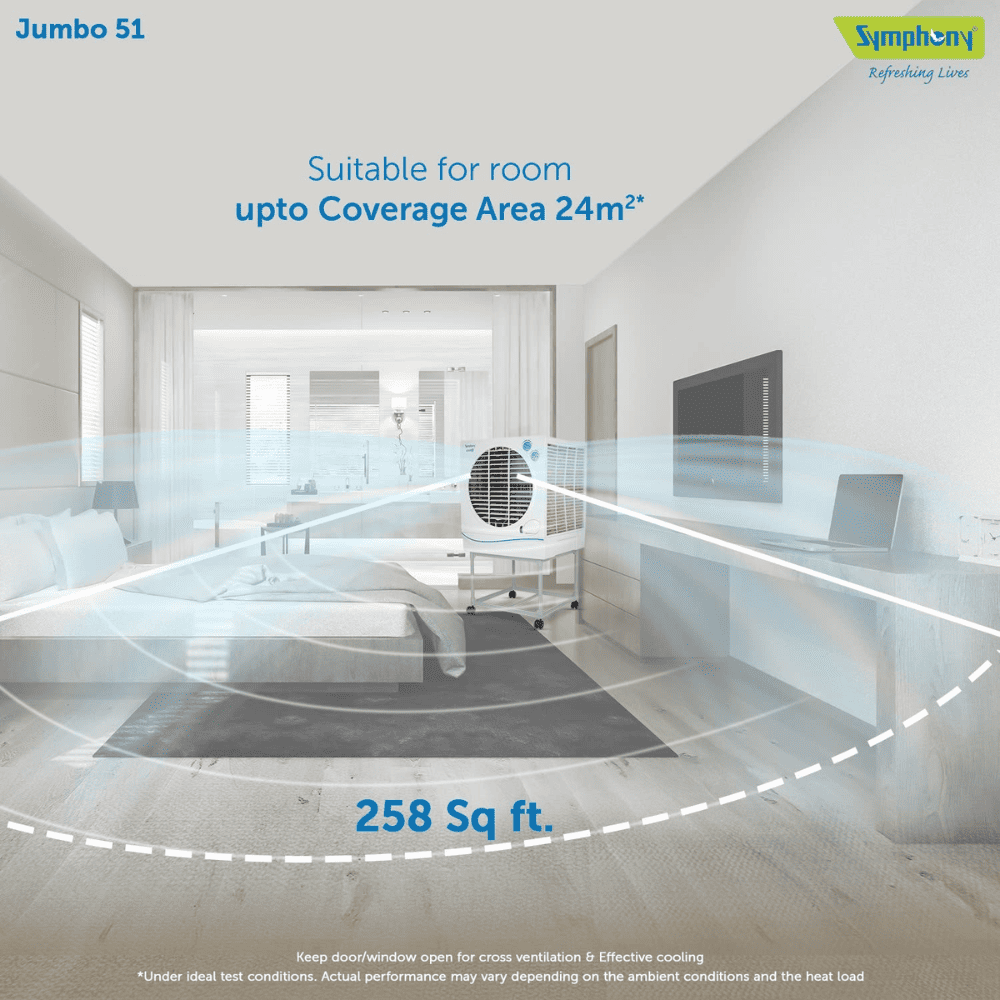 Symphony 51 Ltrs Desert Air Cooler with Trolley (JUMBO51L)