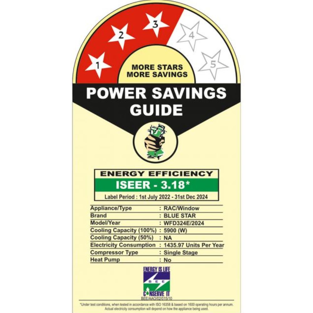 Blue Star 2.0 Ton 3 Star Fixed Speed Window Air Conditioner (WFD324E)