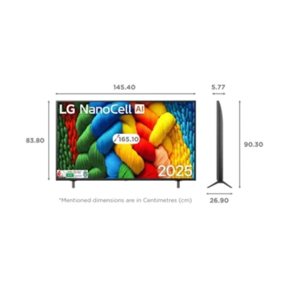 LG 65NANO83A6A, 65 Inches 4K Ultra HD Smart NanoCell TV, Black