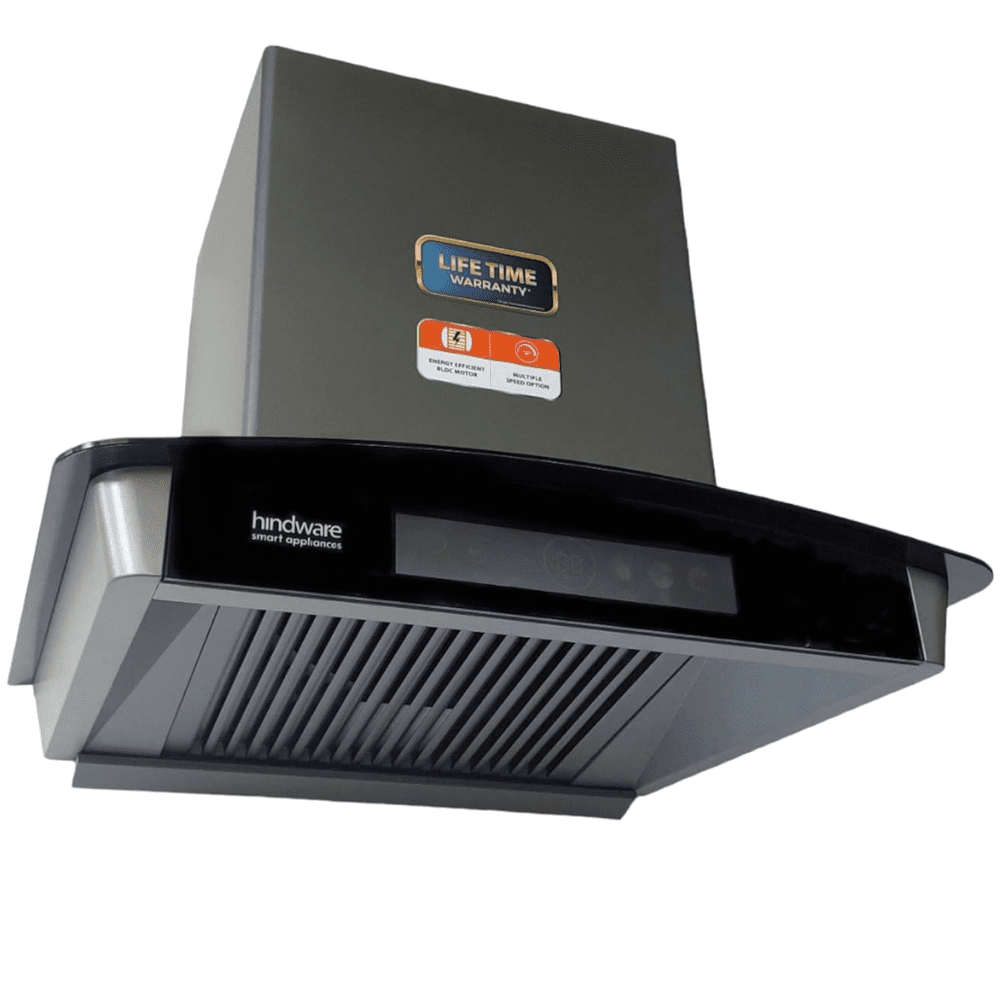 Hindware RAYLENE, 60 cm 1700 m3/hr Auto Clean Filterless Wall Mounted Chimney (Grey)