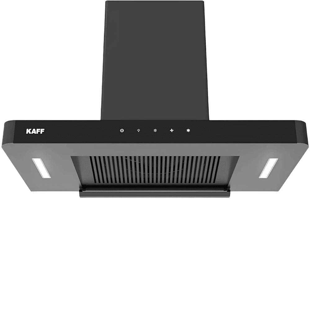 Kaff R PRO, 90 cm 1180 m3/hr Auto Clean Ducted Wall Mounted Chimney with 3 Speed Gesture Motion Filterless Technology (Black)