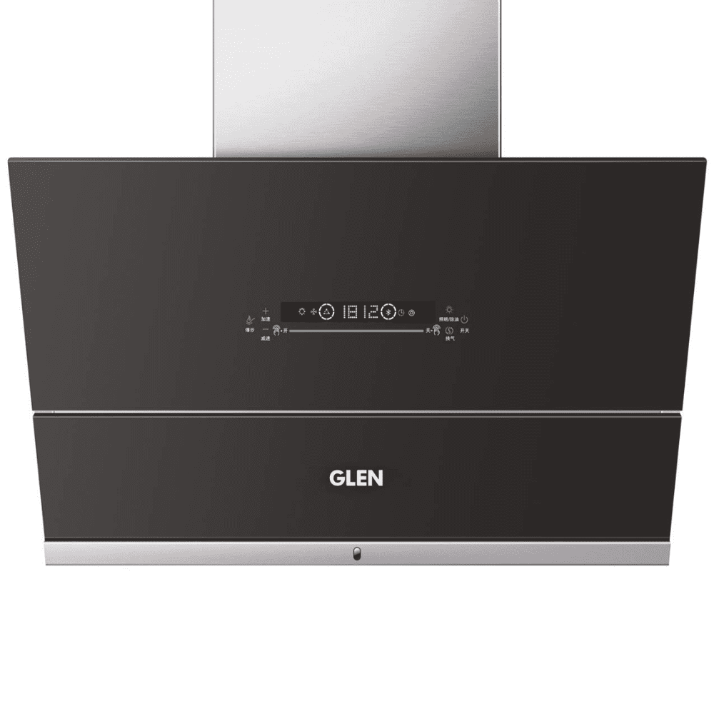 Glen 6074, 60 cm 1400 m3/hr Auto Clean Vertical Glass Kitchen Chimney, Filterless (Black)