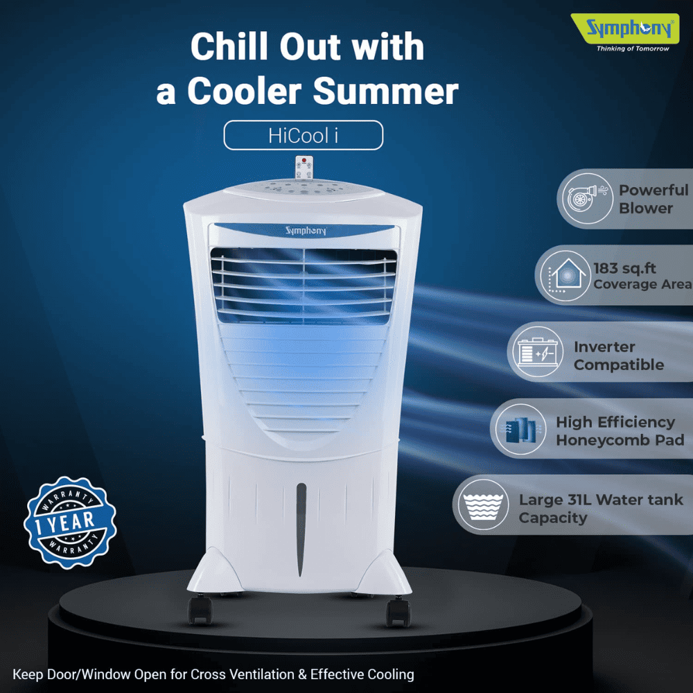 Symphony 31 Ltrs Personal Air Cooler with Remote & Touch Panel (HI COOL I)