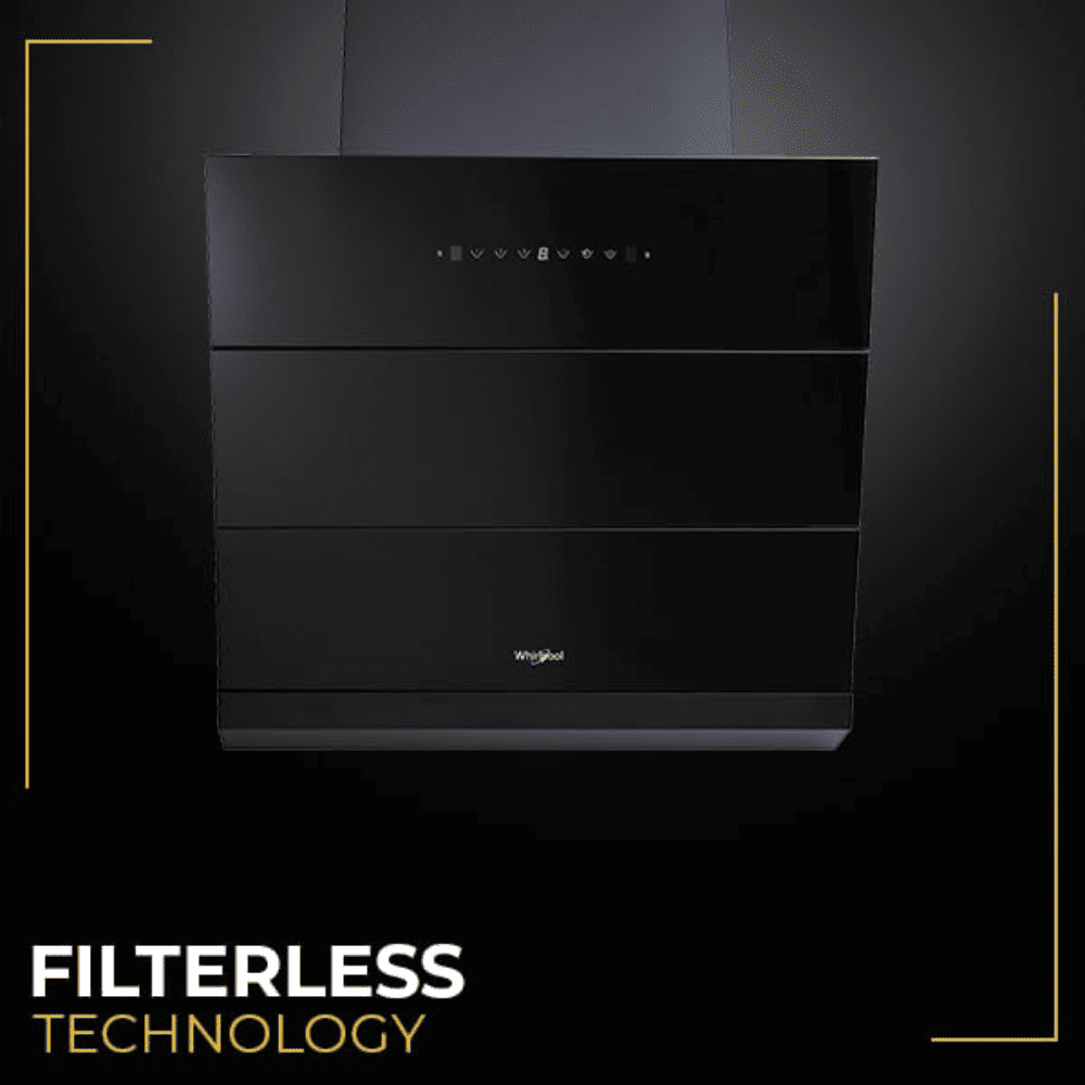 Whirlpool VFL PRO 602 HAC BK, 60 cm 1425 m3/hr Auto Clean Wall Mounted Chimney, Touch + Gesture Control with Filterless Technology (Black)