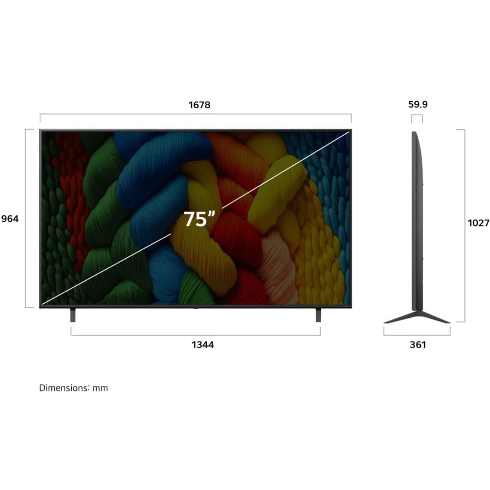 LG 75NANO83A6A, 75 Inches 4K Ultra HD Smart NanoCell TV, Black