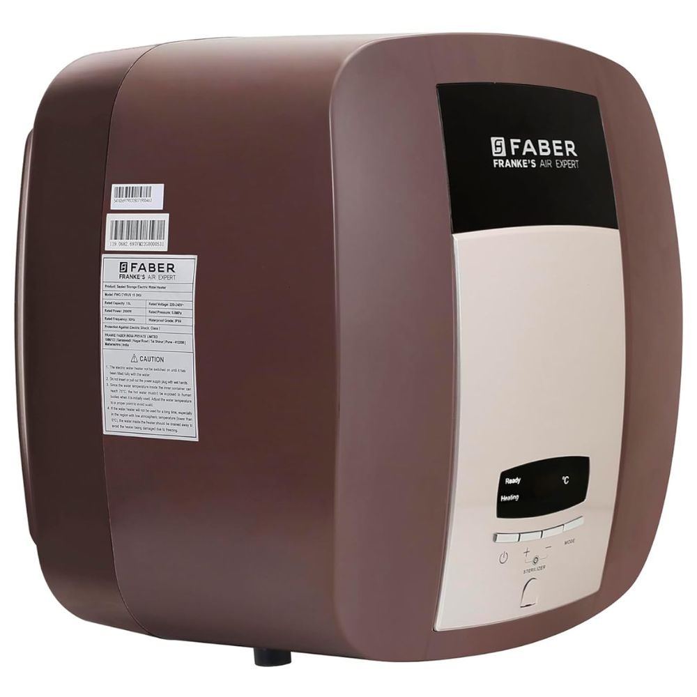 Faber 15 Ltrs Vertical Storage Wall Mounting Water Heater Geyser (CYRUS DG 15l, White)