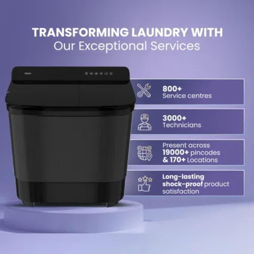 Haier 14 Kg 5 Star Semi-Automatic Top Load Washing Machine (HTW140-178BK,Black)