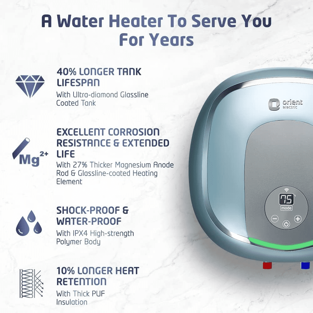 Orient Electric 15 Ltrs Vertical Storage, Water Heater Geyser (Aquator15 Iot, Blue)