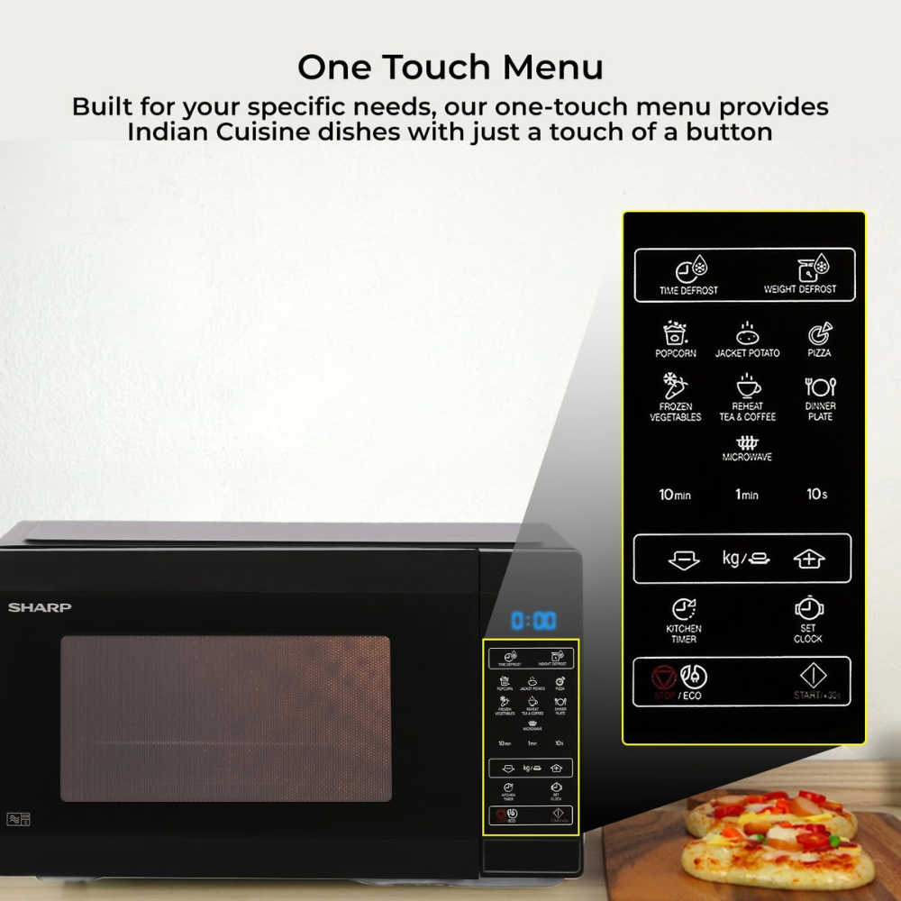 Sharp 20 Ltrs Solo Convection Microwave Oven, Digital Display (R-220KN-K 20LTR,Black)