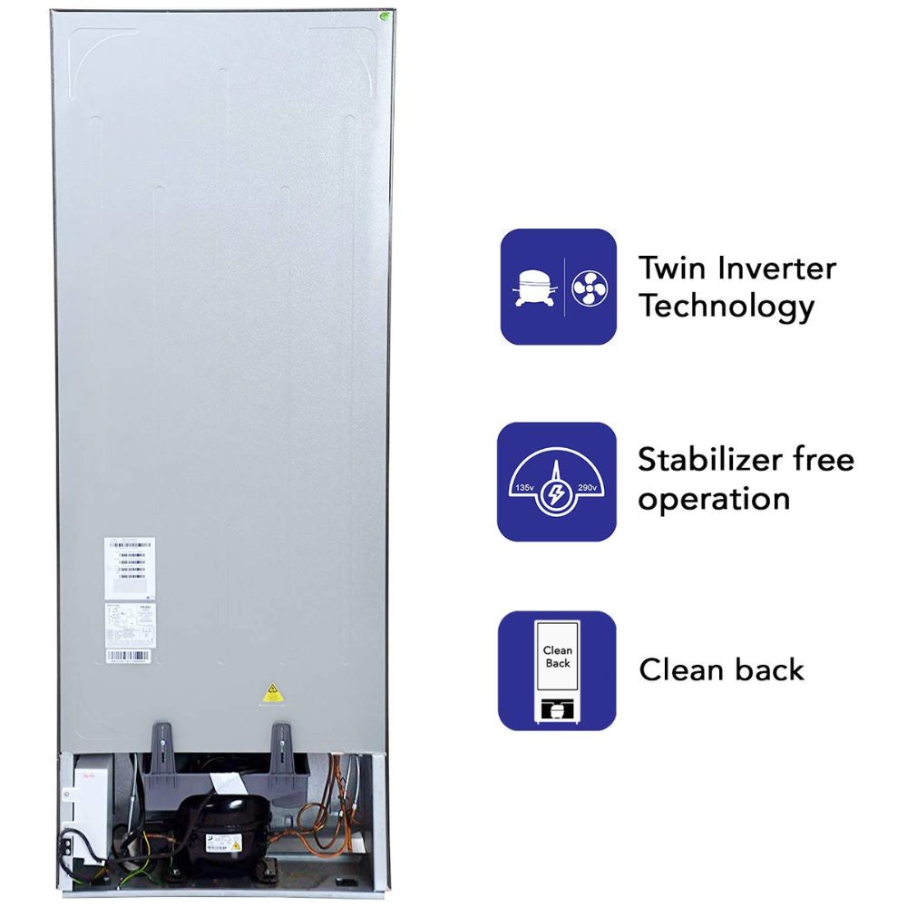 Haier 325 Ltrs 3 Star Inverter Frost Free Double Door Refrigerator (HRB-3753PMG-P, silver)