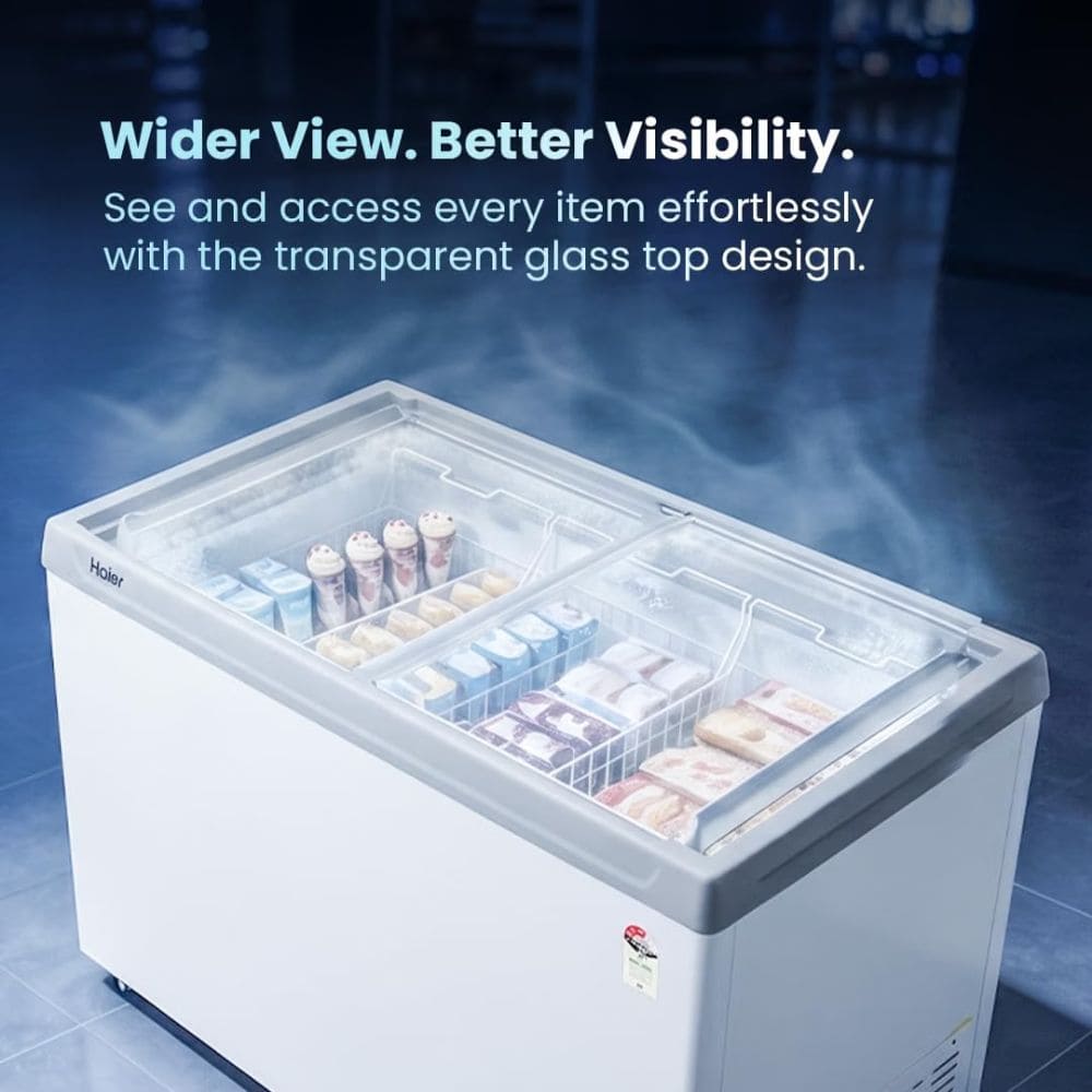 Haier HFC-325G3, 325 Ltrs 3 Star Double Door Hard Top Convertible Deep Freezer, White