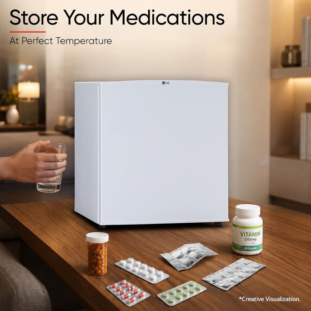 LG 43 Ltrs, 3 Star Direct Cool Minibar Single Door Refrigerator (GLD0536VRSW, Super White)