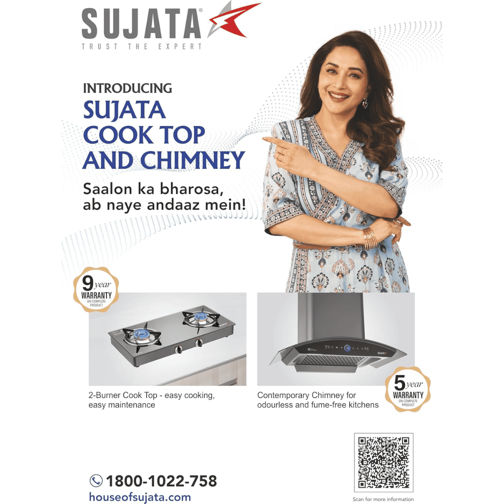 Sujata Cooktop Standard, 2 Burner Glass Top Brass Burner Gas Stove (Black)