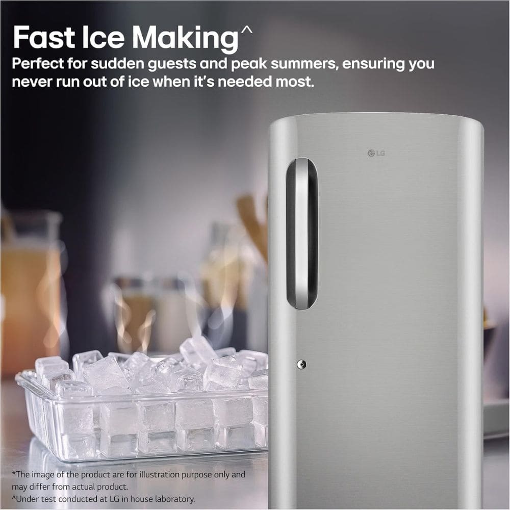 LG 210 Ltrs, 5 Star Smart Inverter Direct Cool Single Door Refrigerator (GLD2256ZAPZ, Shiny Steel)