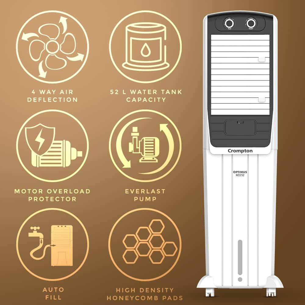 Crompton 52 Ltrs Tower Air Cooler (Optimus 52 Neo)