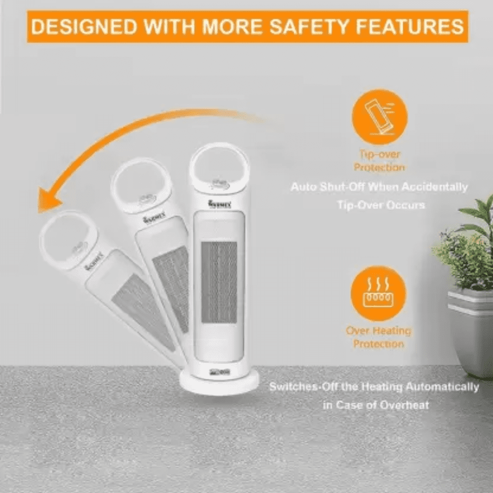 Warmex 2000 Watts Electric Table Top Fan Room Heater, FERVOUR White