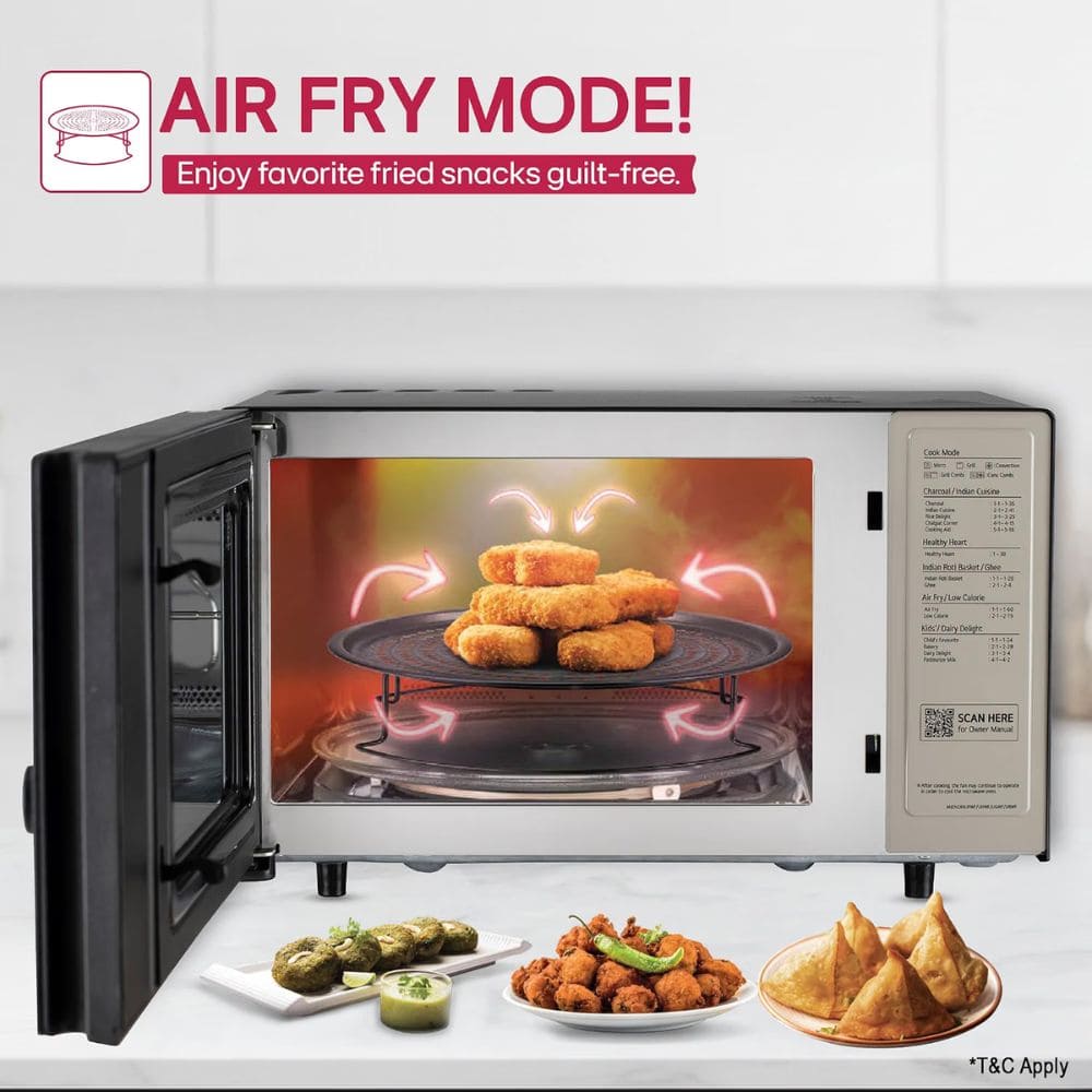 LG 28 Ltrs Convertible Charcoal Microwave Oven (MJEN286UGWF,Black)