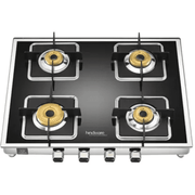 Hindware Cooktop, DARIO SS 4B AI, 4 Burner cm Auto Ignition Matt finished Glass Top Stainless Steel Burner 4 Medium Gas Stove (Black)