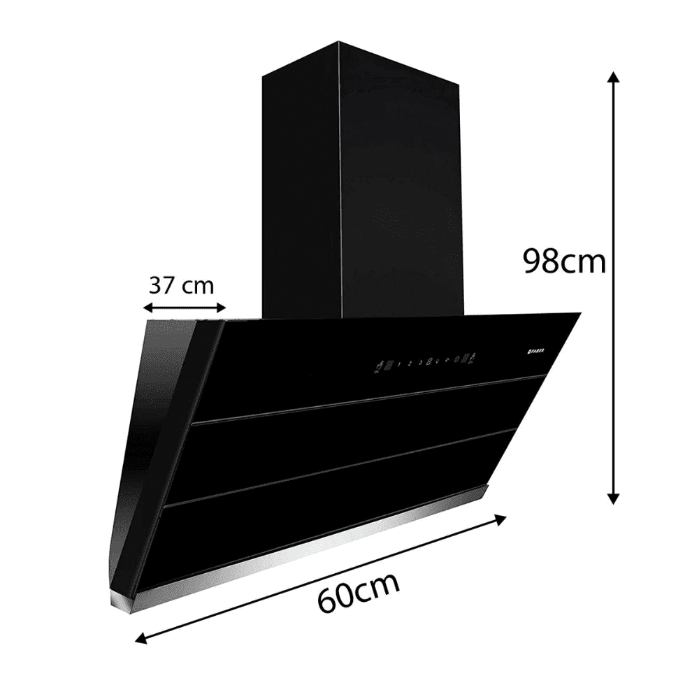 Faber Hood Zenith FL SC BK, 60 cm 1350 m3/hr Auto-Clean Angular Kitchen Chimney (Black)