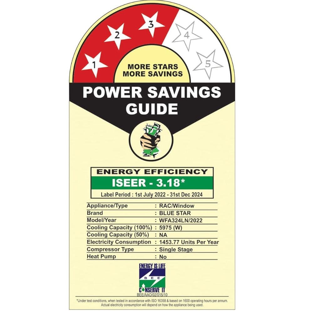 Blue Star 2.0 ton 3 star Fixed Speed Window Air Conditioner (WFA324LN)