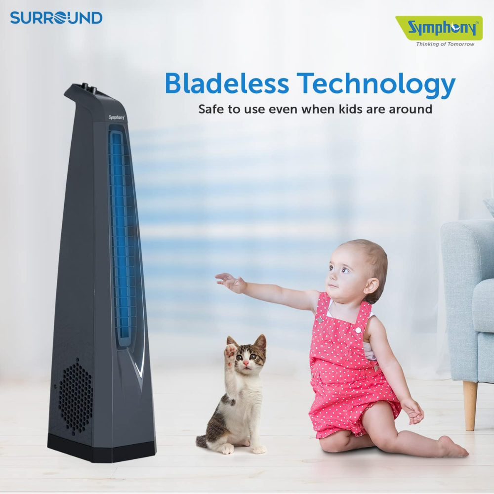 Symphony Bladeless Technology Touchscreen Control Panel Tower Fan (Surround-I)