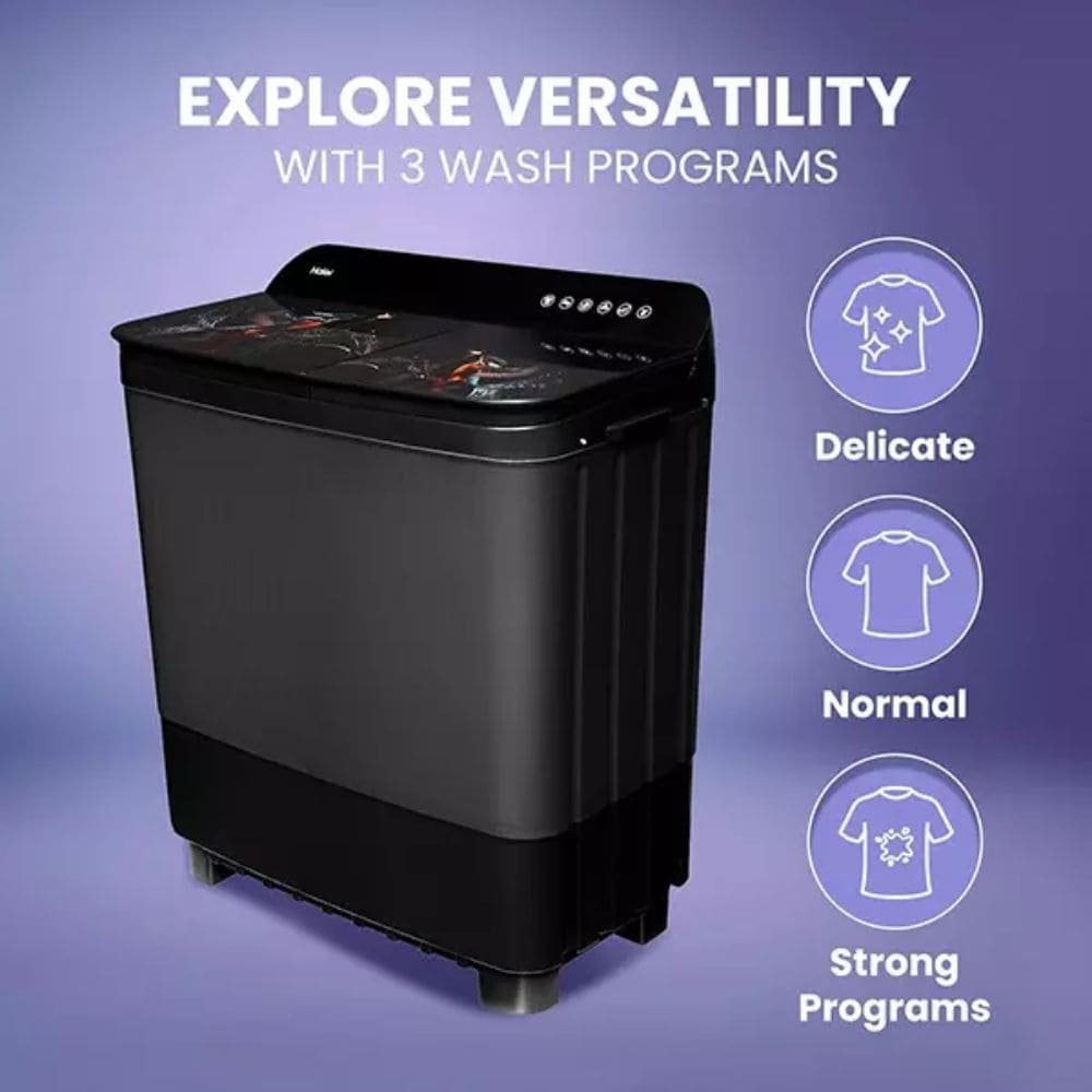 Haier 9 Kg 5 Star Semi-Automatic Top Load Washing Machine (HTW90-178FLN,Black)