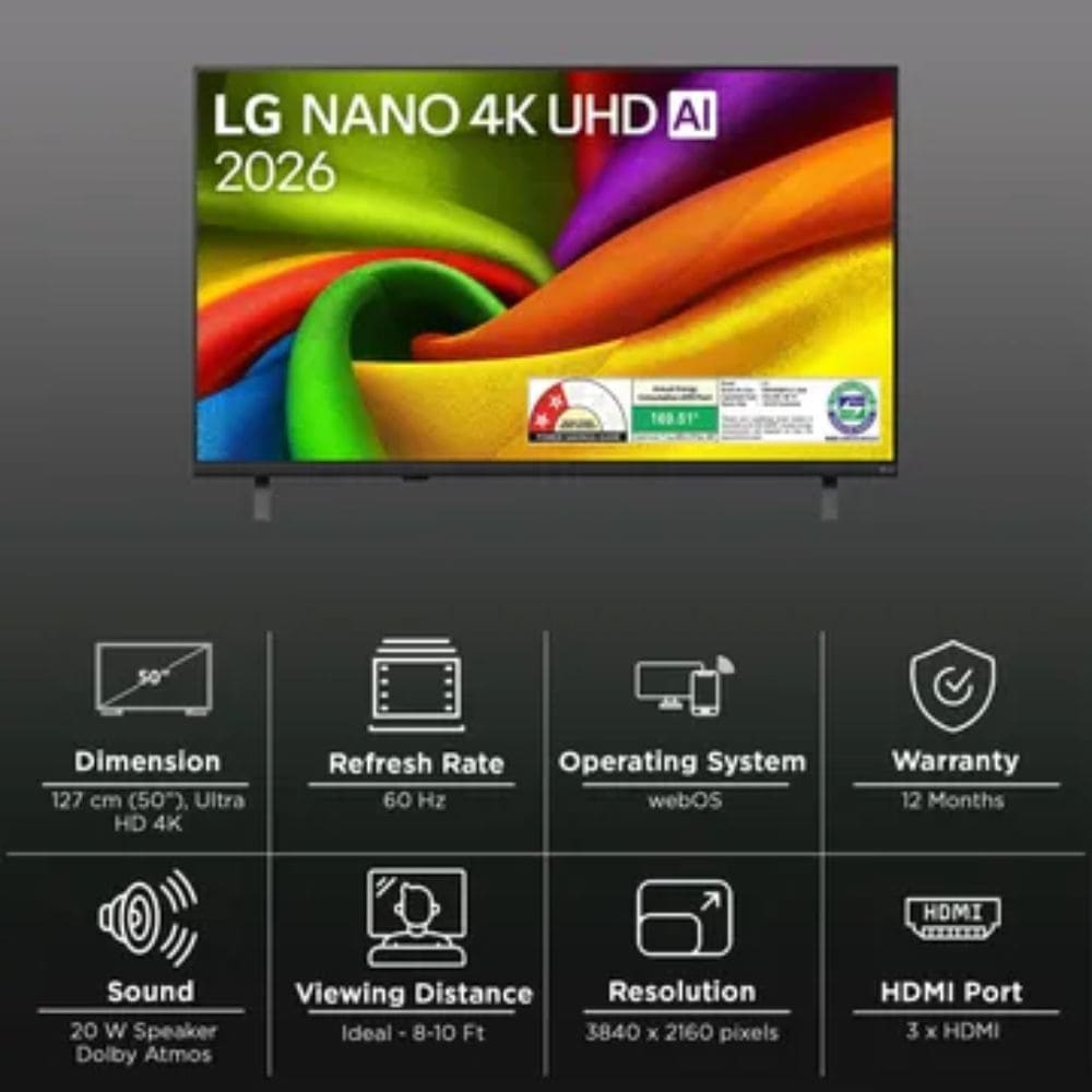 LG 50NU885BPLA, 50 Inches 4K Ultra HD Nanocell Smart TV, Black