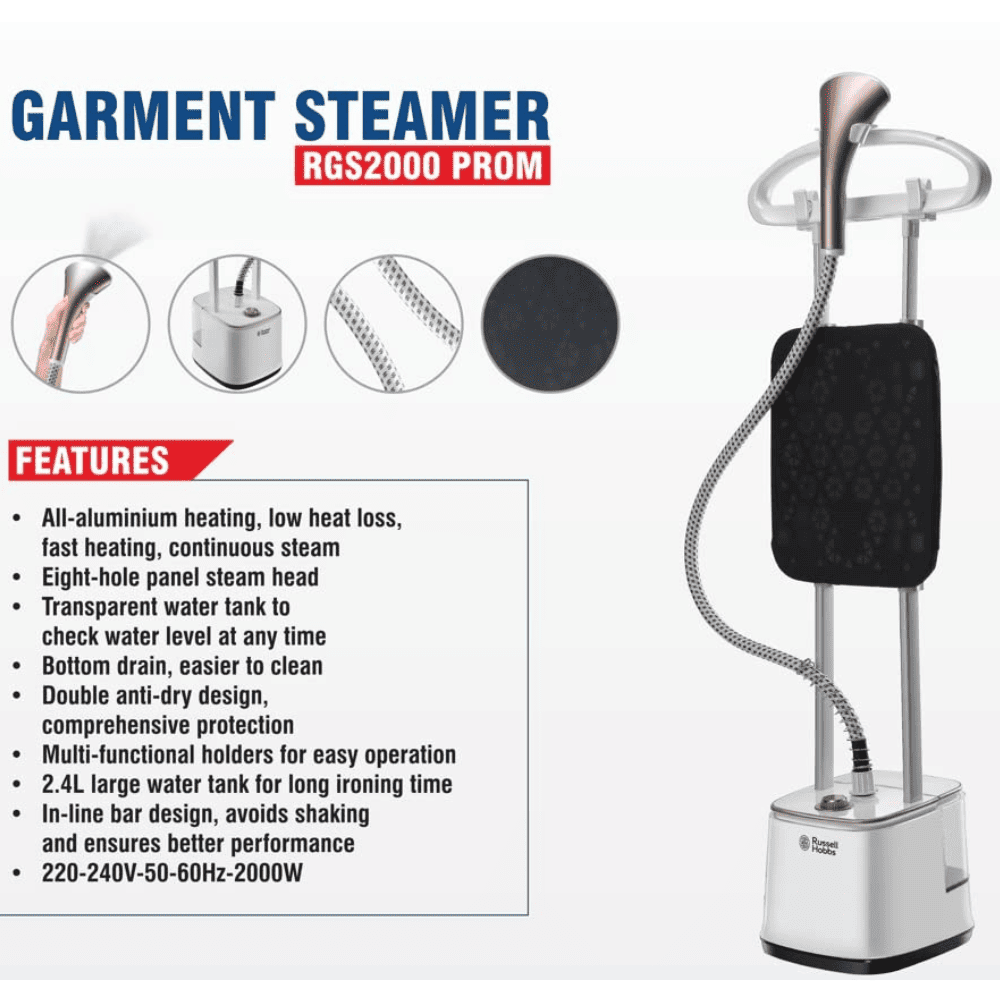 Russell Hobbs RGS 2000-Pro M, 1420 Watts Professional Garment Steamer (White & Brown)