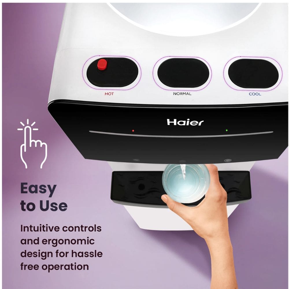 Haier HWD-3MPFS, 3.35 Ltrs Hot and Cold Floor Mounted Refrigerator Water Dispenser, White & Black