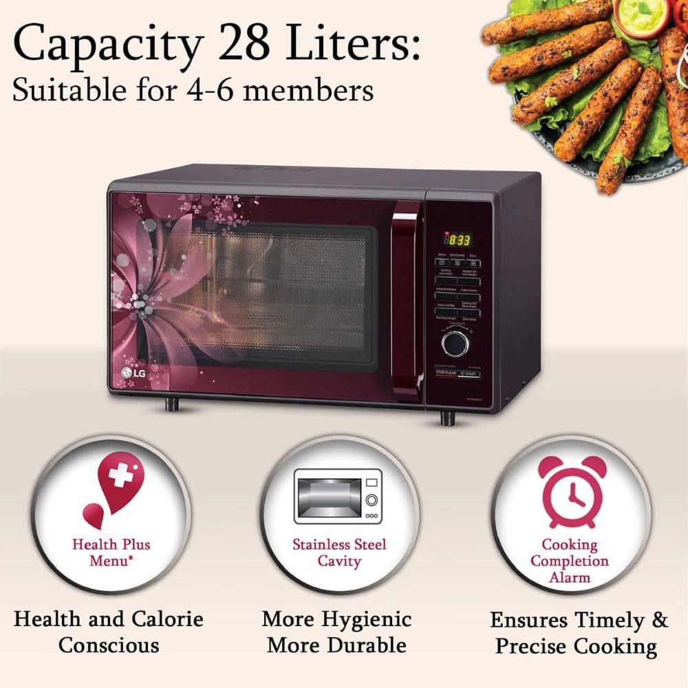 LG 28 Ltrs Stainless Steel Cavity Convection Microwave Oven All in One (MC2886BRUM,Black)