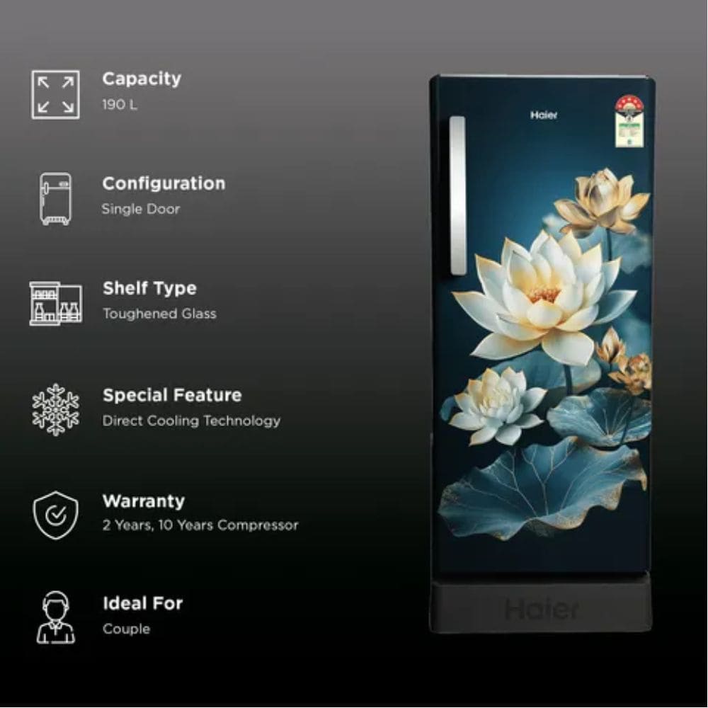 Haier 190 Ltrs, 5 Star Direct Cool Single Door Refrigerator (HRD 2115PGCA N)