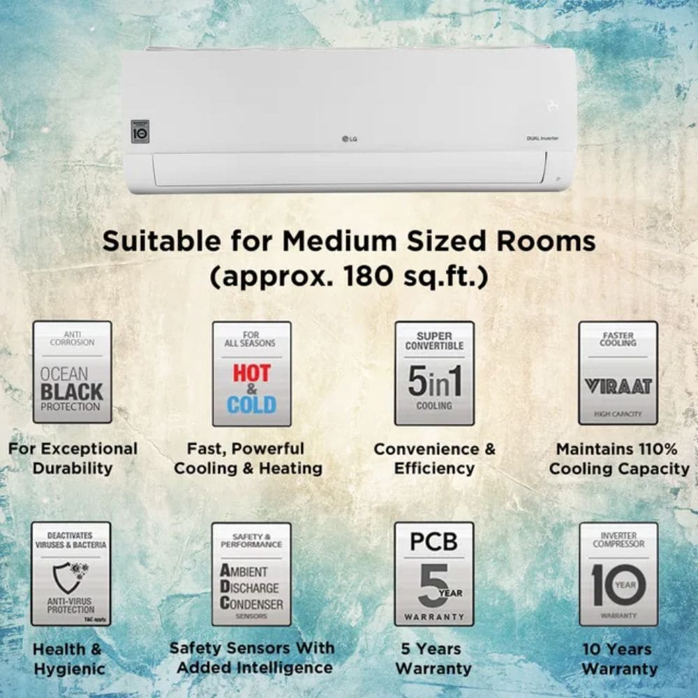 LG 1.5 ton 3 Star Hot & Cold Inverter Split, Air Conditioner (US-H18VNXE)