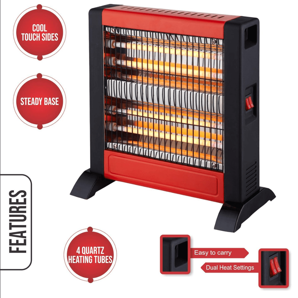 Warmex 1000 Watts Quartz Room Heater (ZEST1000, Red & Black)
