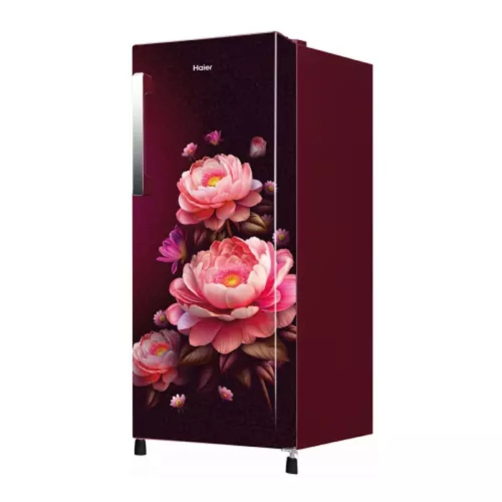Haier 190 Ltrs, 2 Star Direct Cool Single Door Refrigerator (HRD 2113CRBA N, Red Blossom)