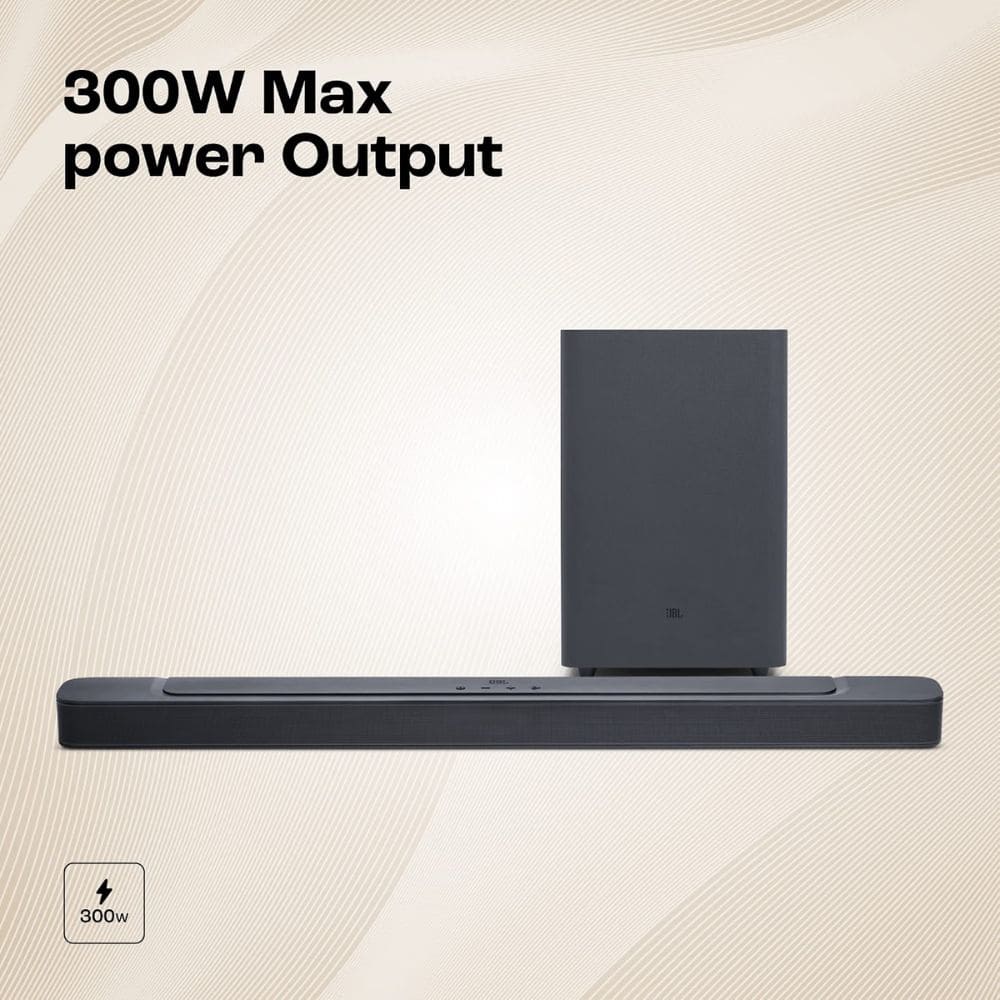 JBL Bar 300 Watts Wireless with True Dolby Atmos Down-Firing Subwoofer Soundbar (JBLBAR21ESSBLKIN, 2.1 Channel)