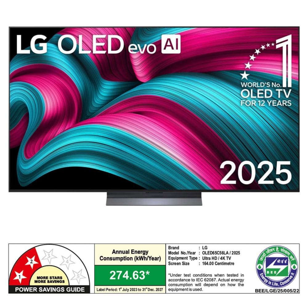 LG OLED65C56LA, 65 Inches, 4K Ultra HD OLED TV, Black