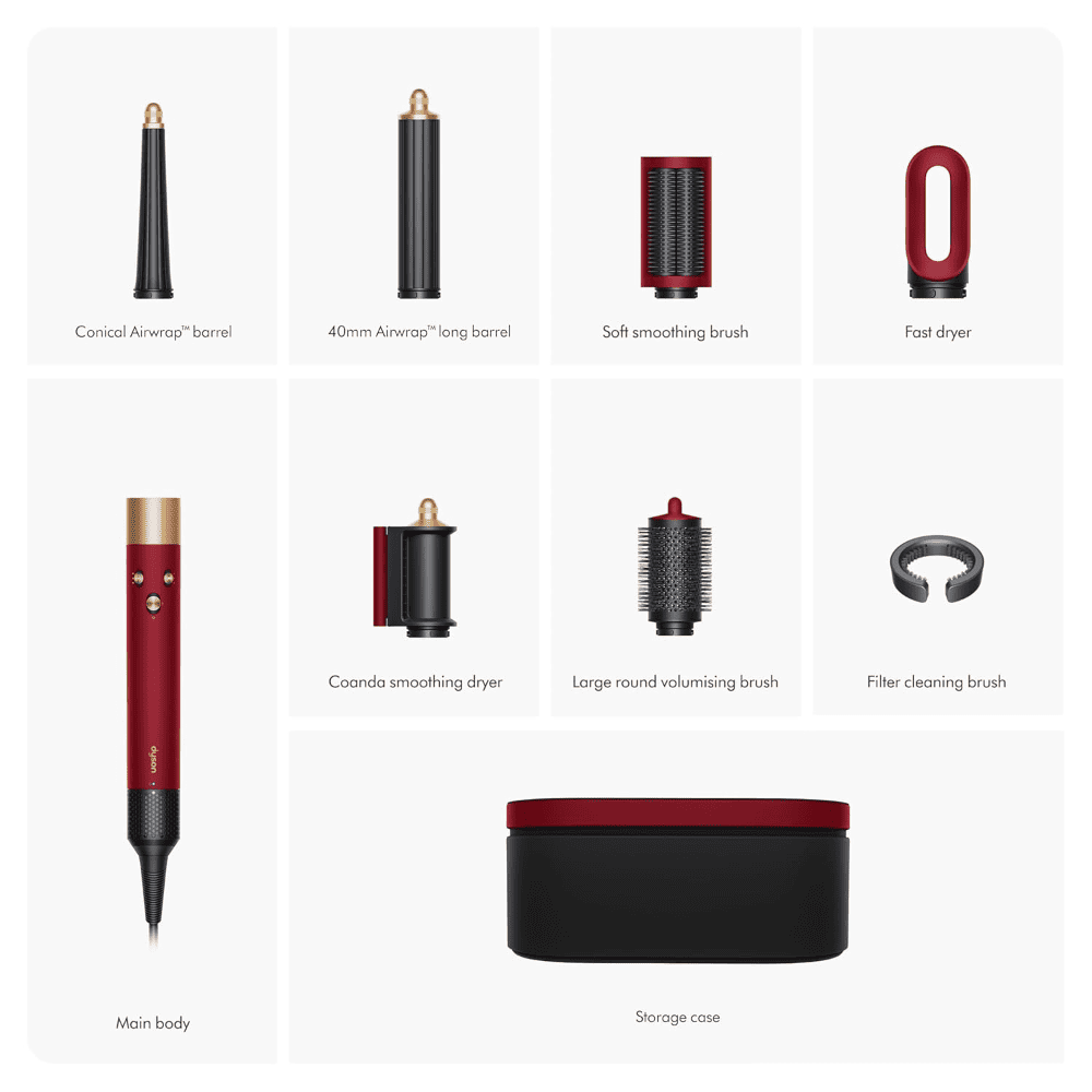 Dyson 596927-01, Airwrap Multi-Styler Complete Travel Pouch with Bluetooth (Velvet Red & Gold)