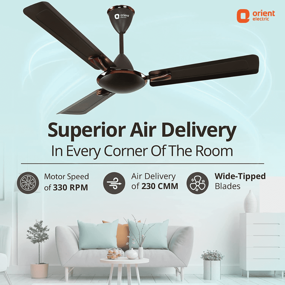 Orient Electric Gratia,1 200mm 3 Blade Anti Dust Semi-Decorative Ceiling Fan