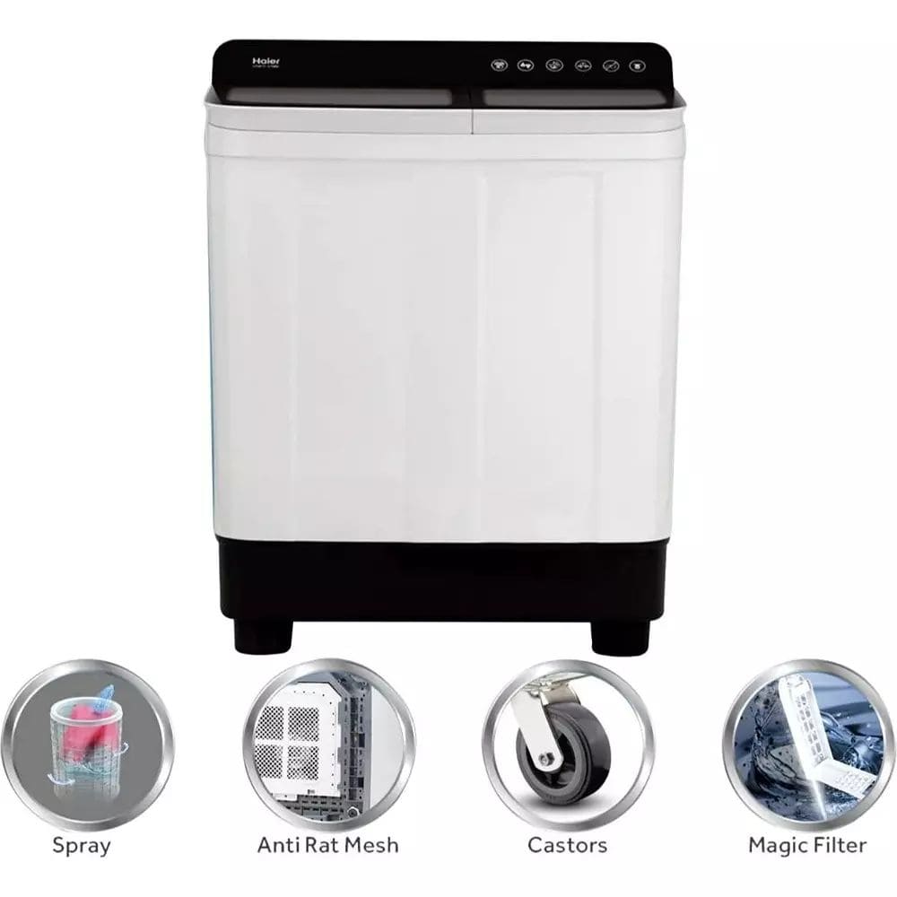 Haier 7.5 Kg 5 Star Semi-Automatic Top Load Washing Machine (HTW75-178BBK)