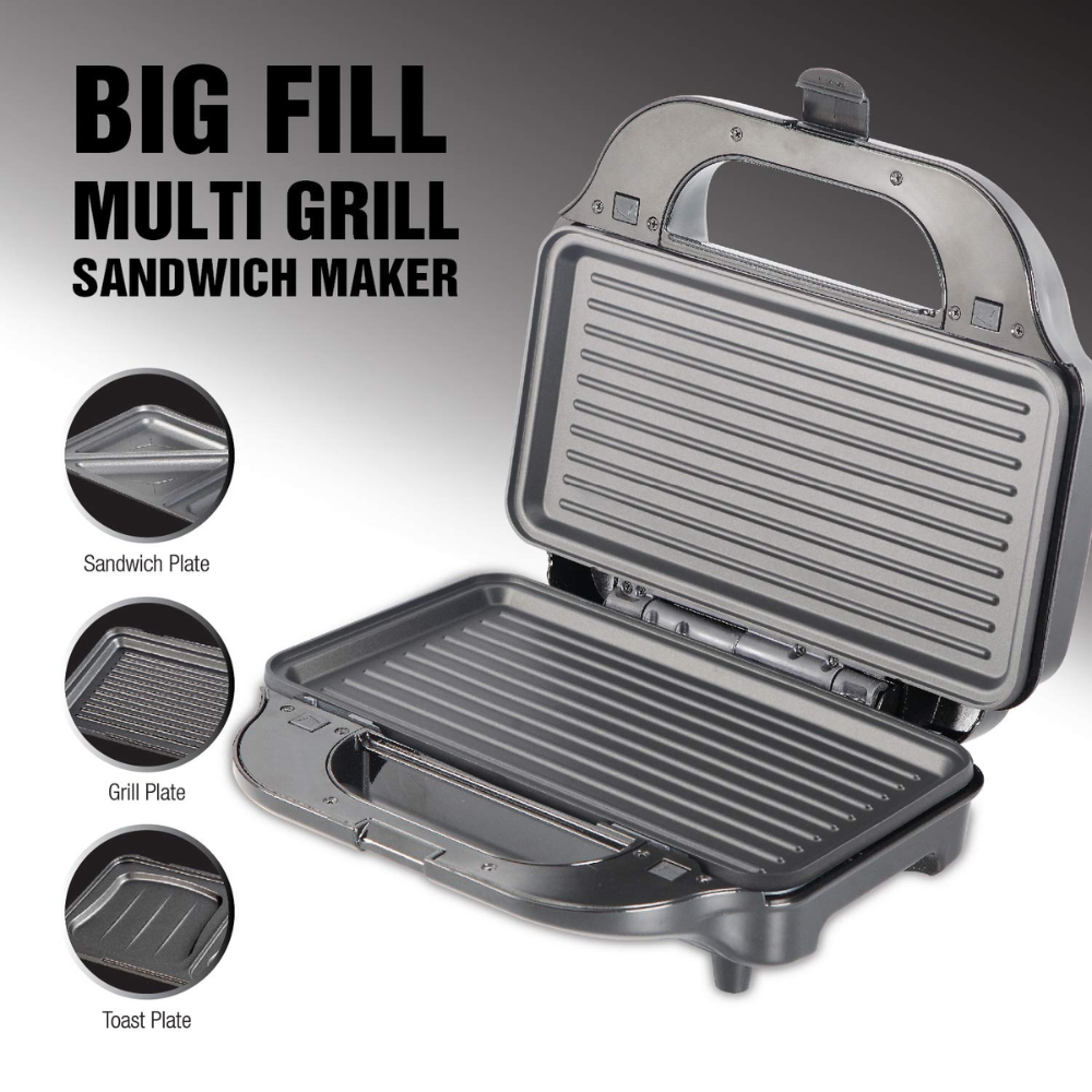 Havells Big Fill-GHCSTDKK090, 900 Watts Multi Grill Sandwich Maker (Black)