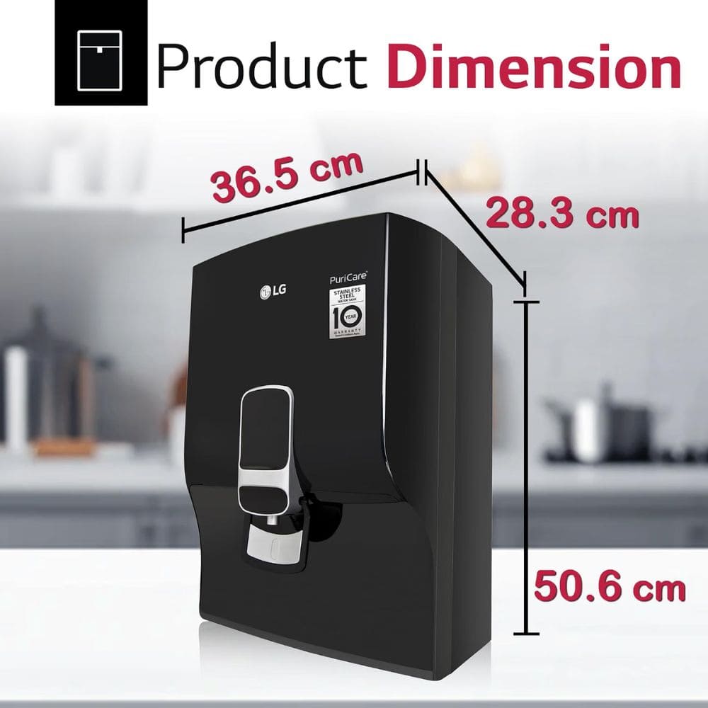 LG 8 Ltrs Storage, RO+UV Stainless Steel Tank Water Purifier (WW132NF,Black)